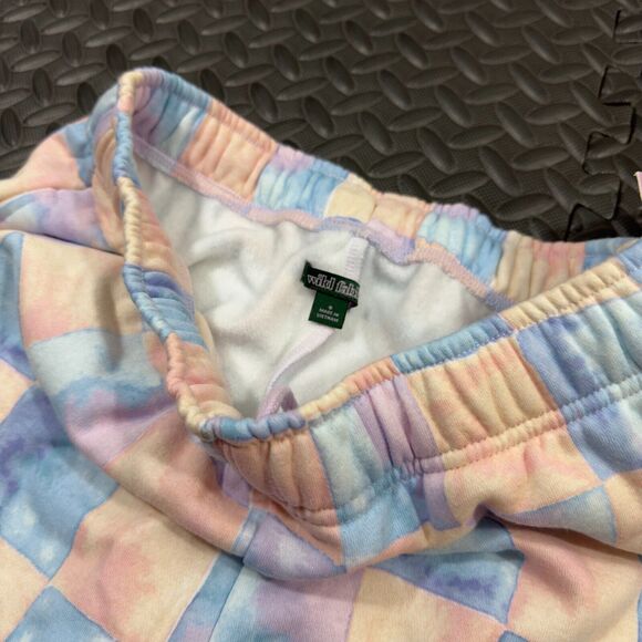 Wild Fable Sweatpants Womens Small Pink Blue Square Print Pastel Fleece Mid Rise - Picture 4 of 8